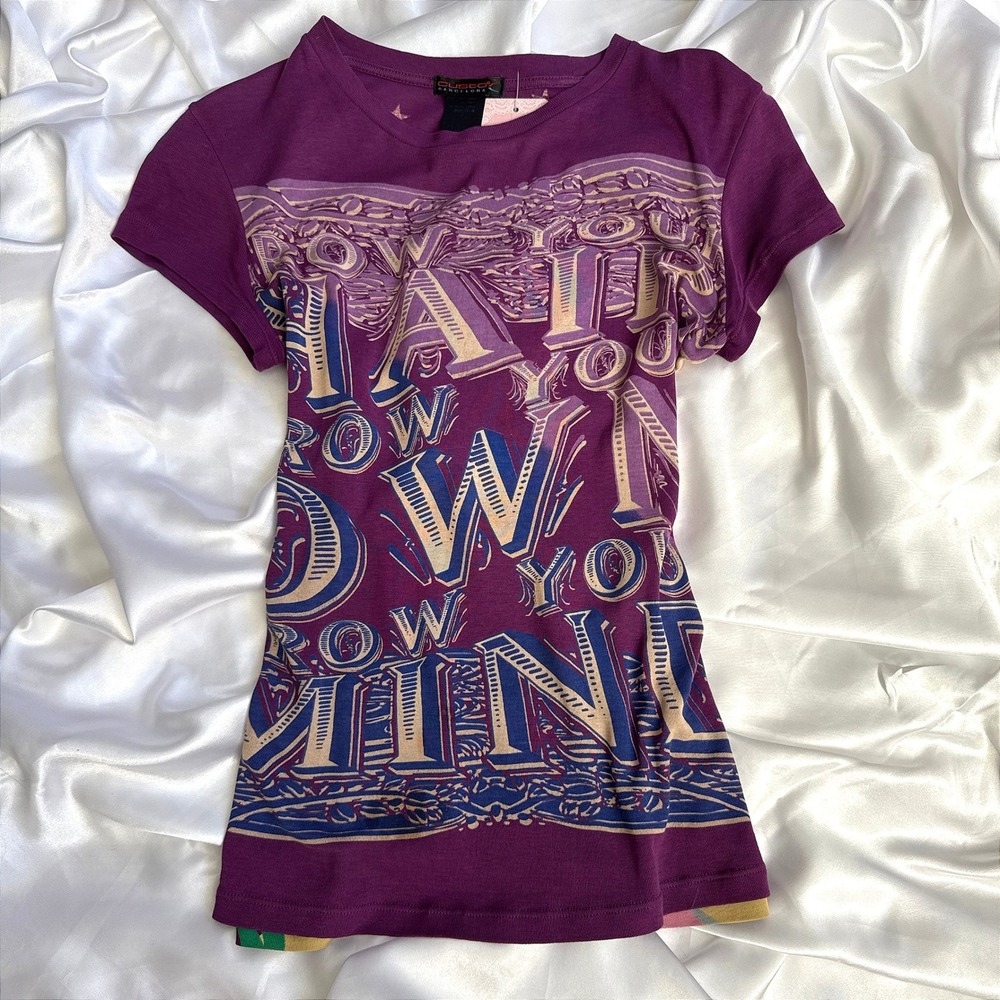 Custo Barcelona Purple Grow Your Own Mind Graphic Tee Short Sleeve Womens M